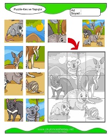 Puzzle Kes Yapıştır Çalışma Sayfaları